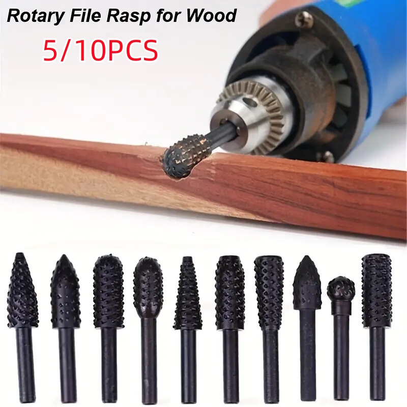 Woodworking Rasps And Files - Jeu de bavures rotatives à tige