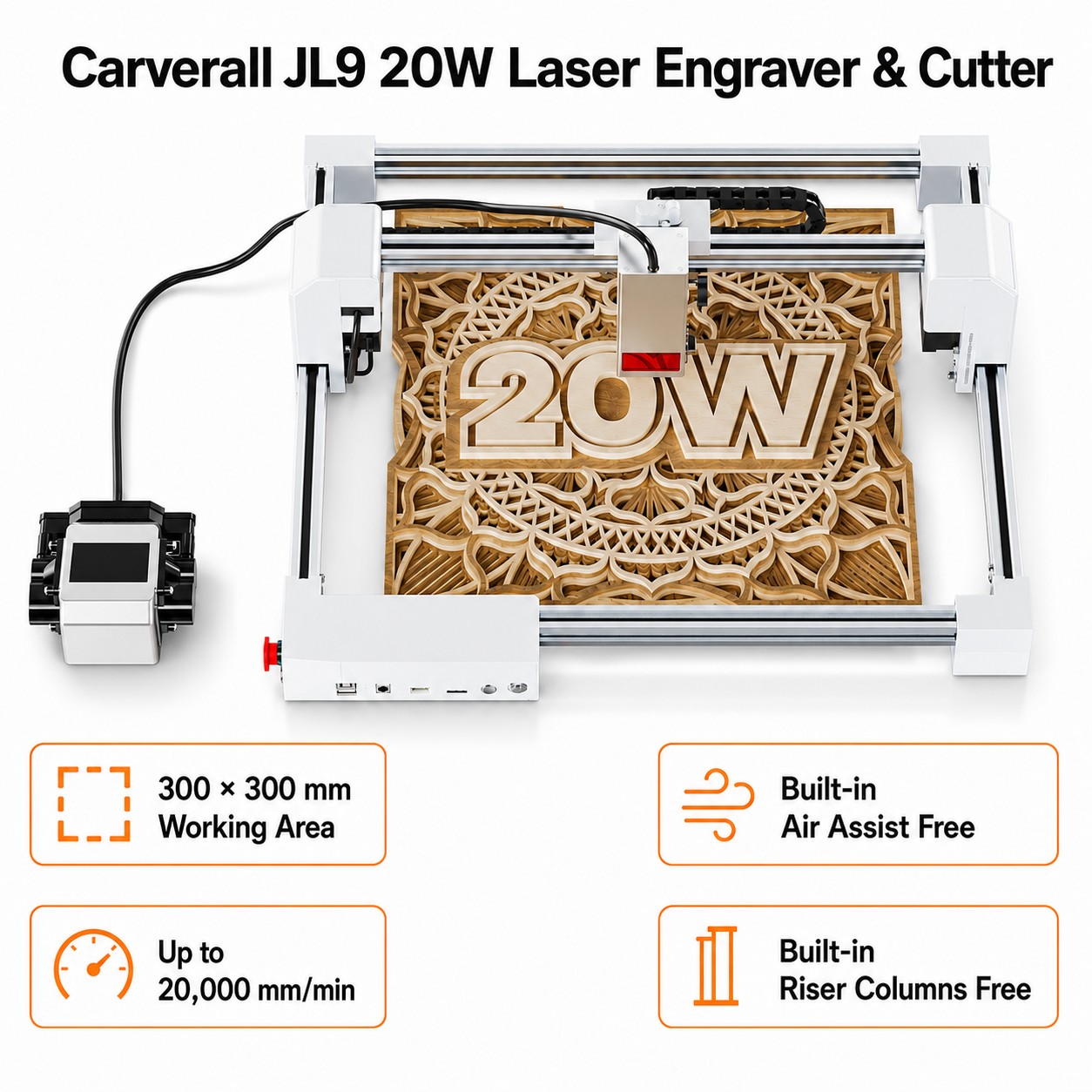 Woodworking Veneer Cutter - Carverall JL9 20W Graveur et Découpeur